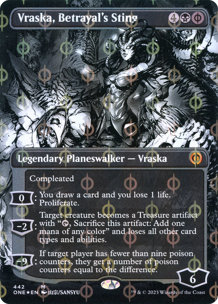 Vraska, Betrayal's Sting (Borderless Manga Step-and-Compleat Foil) [Phyrexia: All Will Be One] Magic: The Gathering