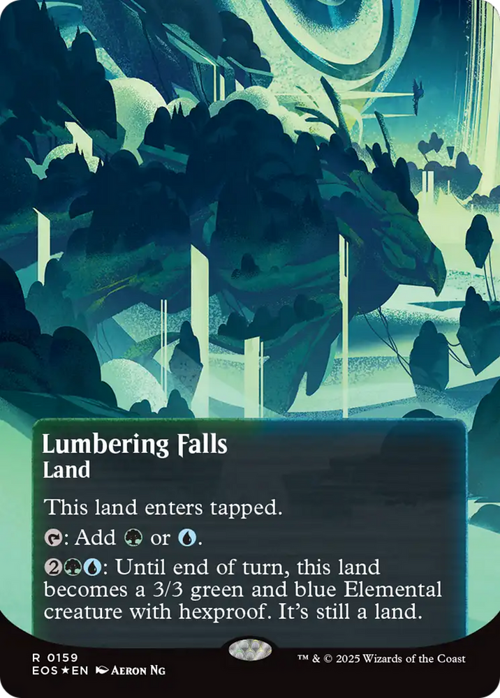 Lumbering Falls (0159) (Borderless) (Galaxy Foil) [Edge of Eternities: Stellar Sights] Magic: The Gathering
