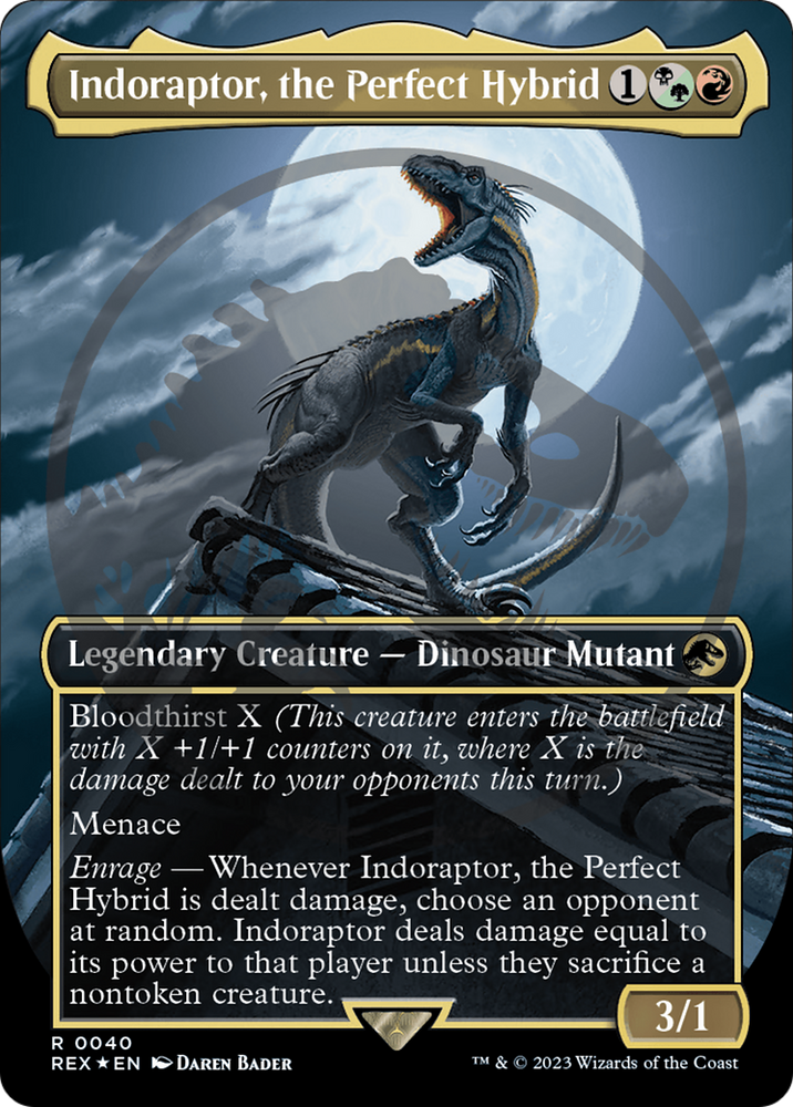 Indoraptor, the Perfect Hybrid (Emblem) (Borderless) [Jurassic World Collection Tokens] Magic: The Gathering