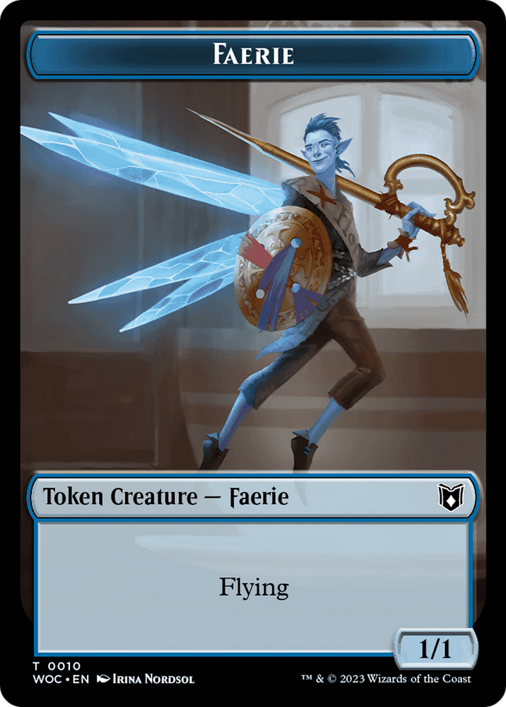 Faerie // Saproling Double-Sided Token [Wilds of Eldraine Commander Tokens] Magic: The Gathering