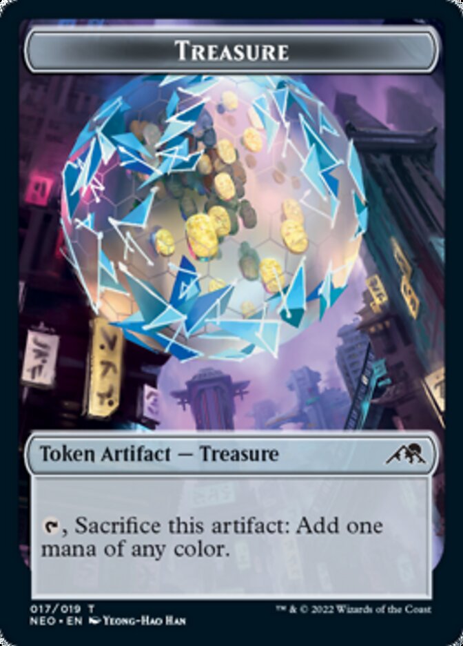 Samurai // Treasure Double-Sided Token [Kamigawa: Neon Dynasty Tokens] Magic: The Gathering