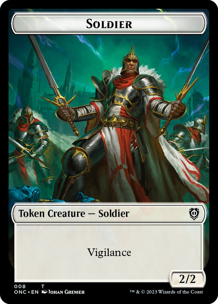 Soldier (008) // Angel Double-Sided Token [Phyrexia: All Will Be One Commander Tokens] Magic: The Gathering
