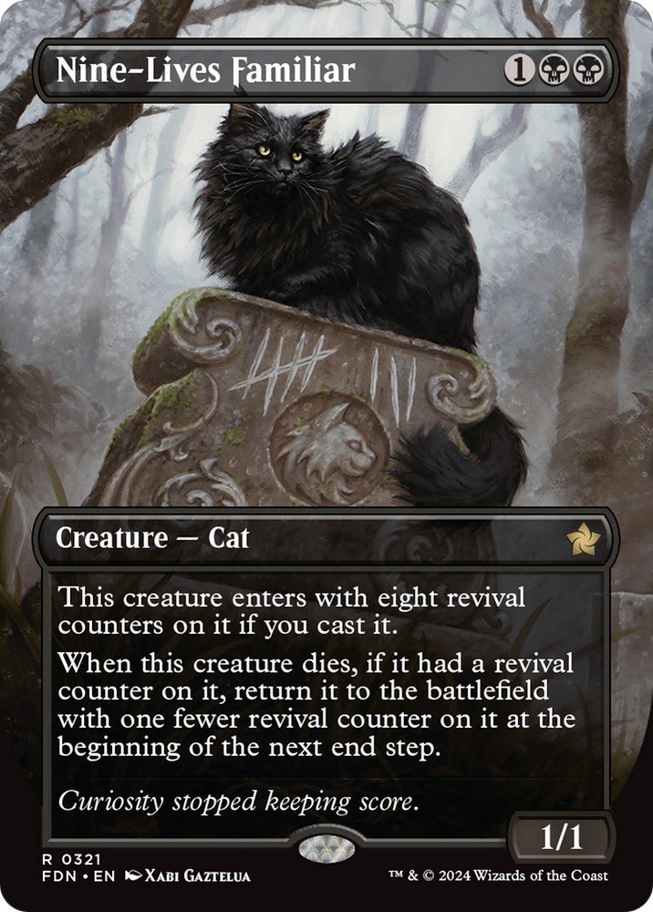 Nine-Lives Familiar (Borderless) [Foundations] Magic: The Gathering