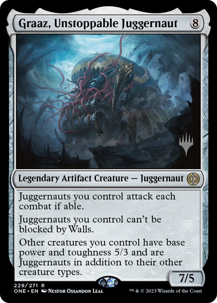 Graaz, Unstoppable Juggernaut (Promo Pack) [Phyrexia: All Will Be One Promos] Magic: The Gathering