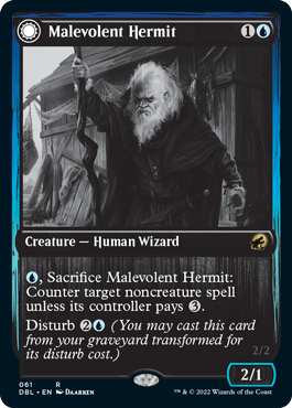 Malevolent Hermit // Benevolent Geist [Innistrad: Double Feature] Magic: The Gathering