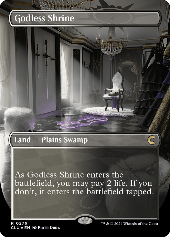 Godless Shrine (Borderless) [Ravnica: Clue Edition] Magic: The Gathering