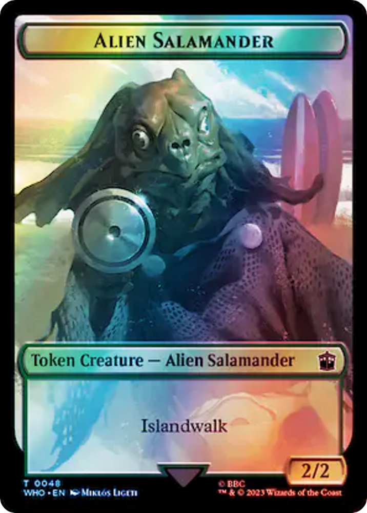 Alien Angel // Alien Salamander Double-Sided Token (Surge Foil) [Doctor Who Tokens] Magic: The Gathering