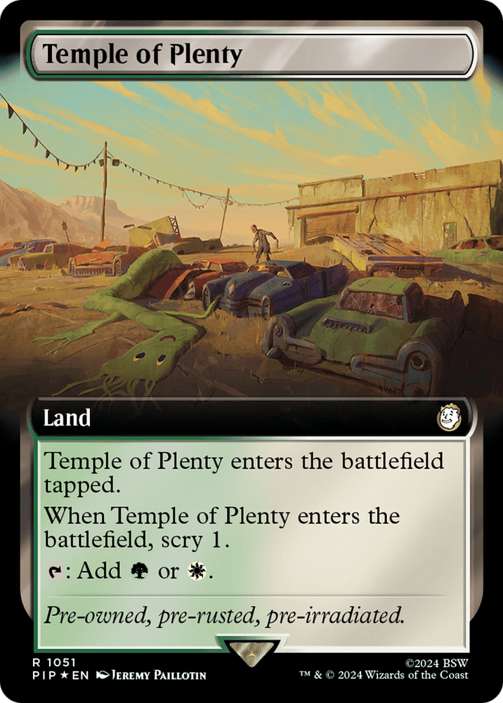 Temple of Plenty (Extended Art) (Surge Foil) [Fallout] Magic: The Gathering