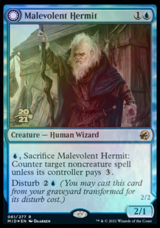 Malevolent Hermit // Benevolent Geist [Innistrad: Midnight Hunt Prerelease Promos] Magic: The Gathering
