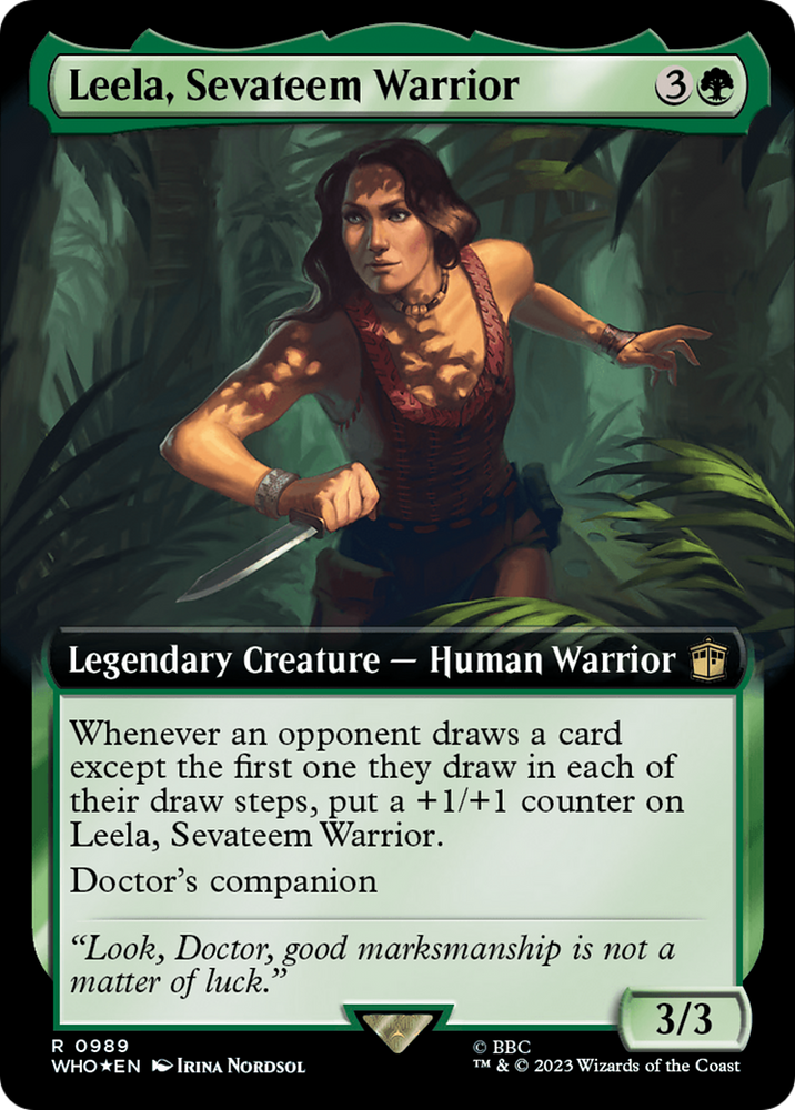 Leela, Sevateem Warrior (Extended Art) (Surge Foil) [Doctor Who] Magic: The Gathering