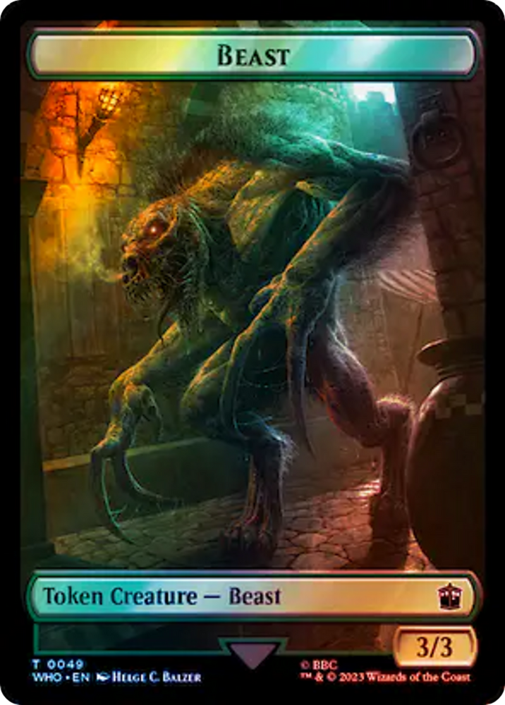 Dalek // Beast Double-Sided Token (Surge Foil) [Doctor Who Tokens] Magic: The Gathering