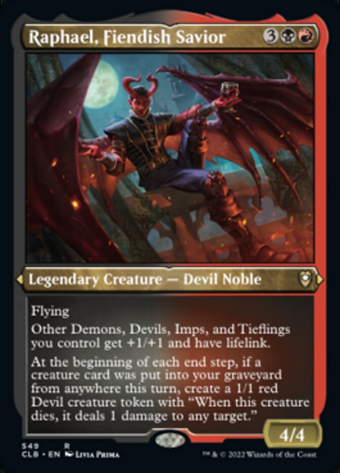 Raphael, Fiendish Savior (Foil Etched) [Commander Legends: Battle for Baldur's Gate] Magic: The Gathering