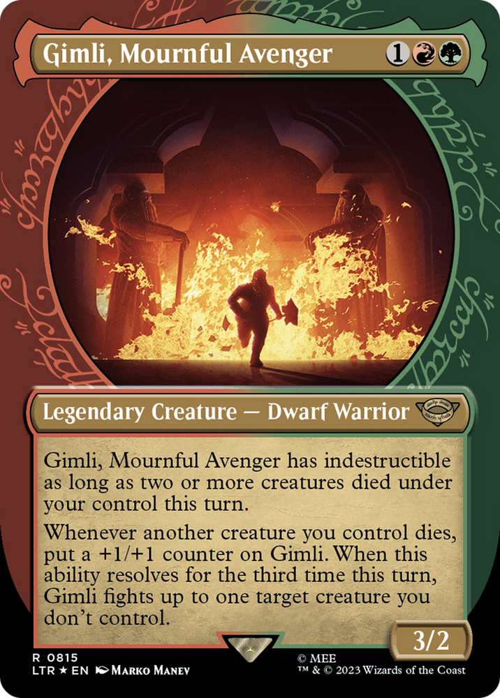 Gimli, Mournful Avenger (Showcase) (Surge Foil) [The Lord of the Rings: Tales of Middle-Earth] Magic: The Gathering