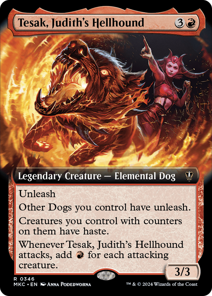 Tesak, Judith's Hellhound (Extended Art) [Murders at Karlov Manor Commander] Magic: The Gathering