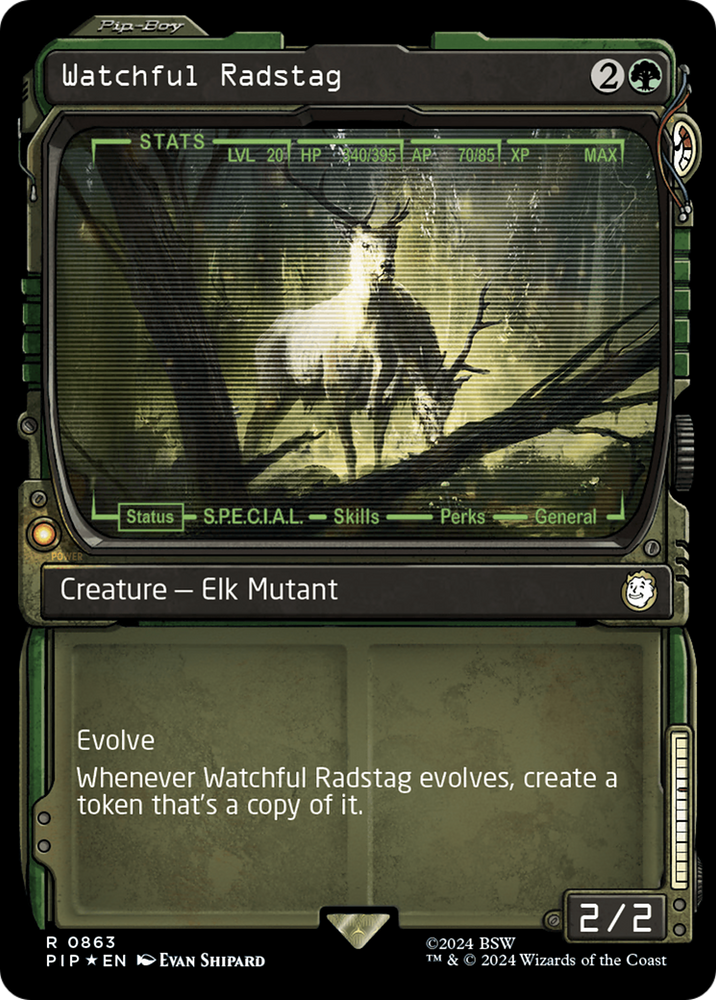 Watchful Radstag (Showcase) (Surge Foil) [Fallout] Magic: The Gathering