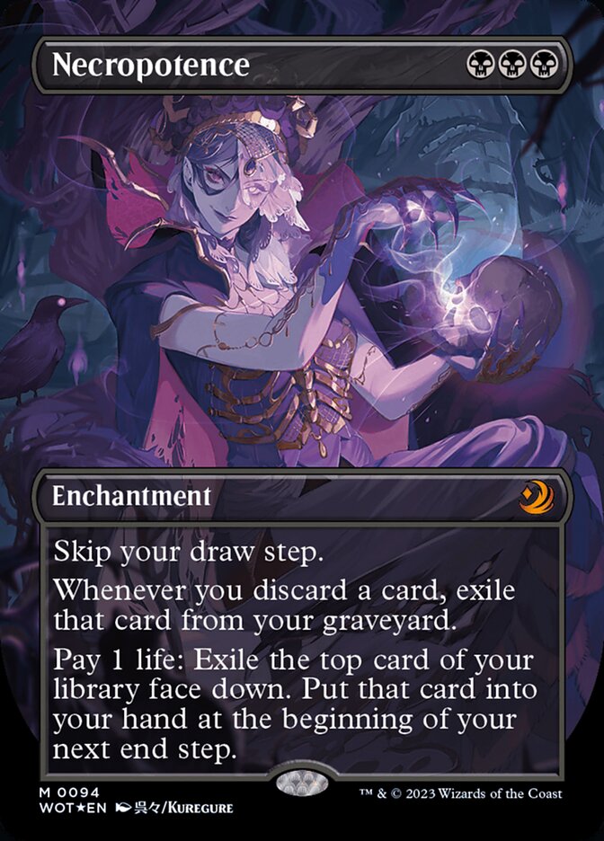 Necropotence (Anime Borderless) (Confetti Foil) [Wilds of Eldraine: Enchanting Tales] Magic: The Gathering