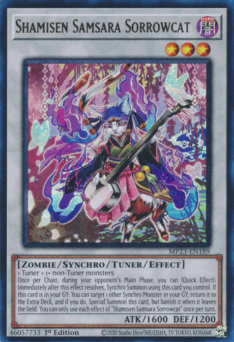 Shamisen Samsara Sorrowcat [MP23-EN189] Ultra Rare - Yugioh Cards For Your TCG Needs!