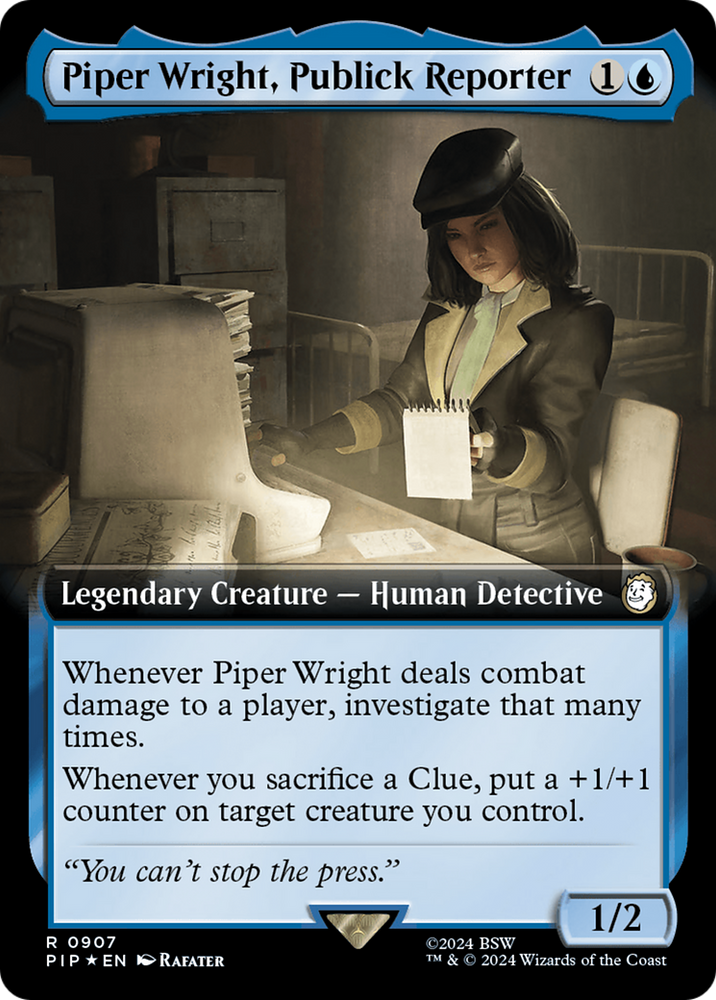 Piper Wright, Publick Reporter (Extended Art) (Surge Foil) [Fallout] Magic: The Gathering