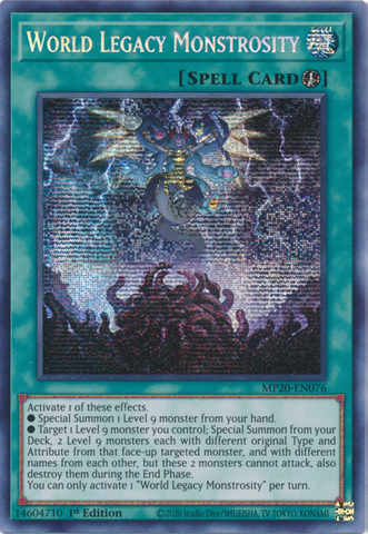 World Legacy Monstrosity [MP20-EN076] Prismatic Secret Rare - Yugioh Cards For Your TCG Needs!