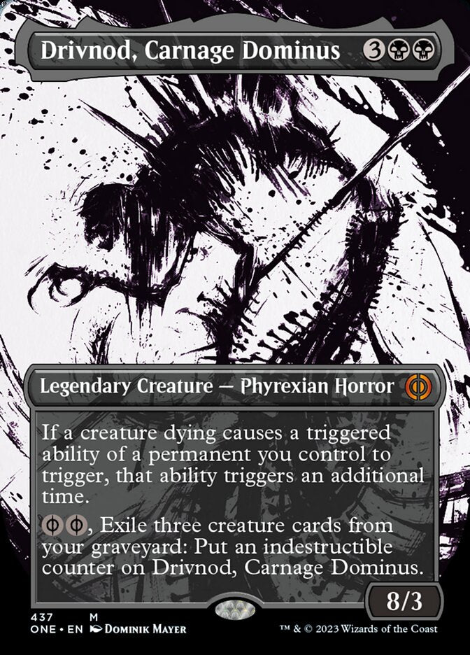 Drivnod, Carnage Dominus (Borderless Ichor Step-and-Compleat Foil) [Phyrexia: All Will Be One] Magic: The Gathering