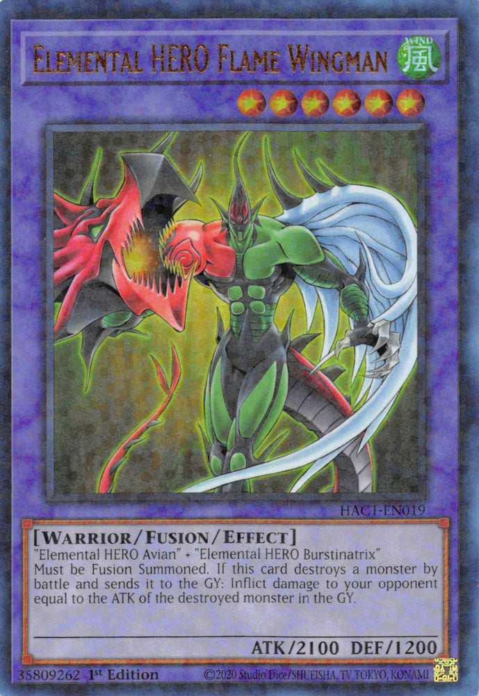 Elemental HERO Flame Wingman (Duel Terminal) [HAC1-EN019] Parallel Rare - Yugioh Cards For Your TCG Needs!