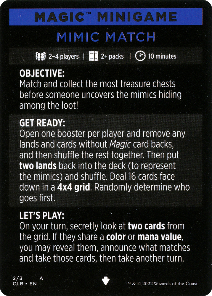 Mimic Match (Magic Minigame) [Commander Legends: Battle for Baldur's Gate Minigame] Magic: The Gathering