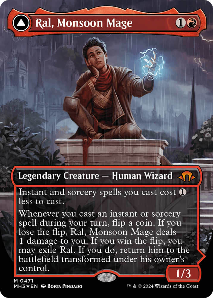 Ral, Monsoon Mage // Ral, Leyline Prodigy (Borderless) (Textured Foil) [Modern Horizons 3] Magic: The Gathering