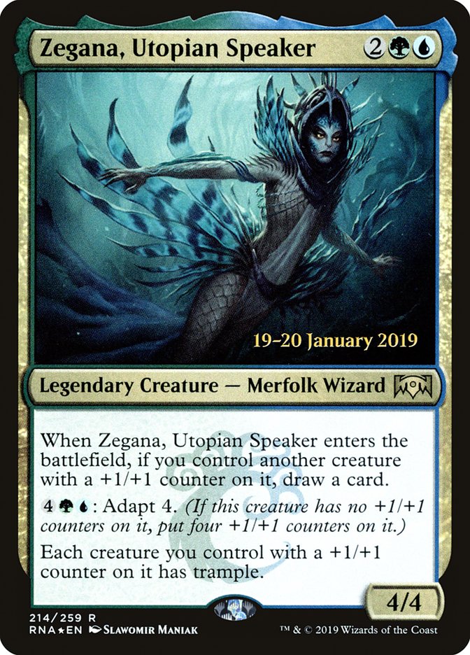 Zegana, Utopian Speaker [Ravnica Allegiance Prerelease Promos] Magic: The Gathering