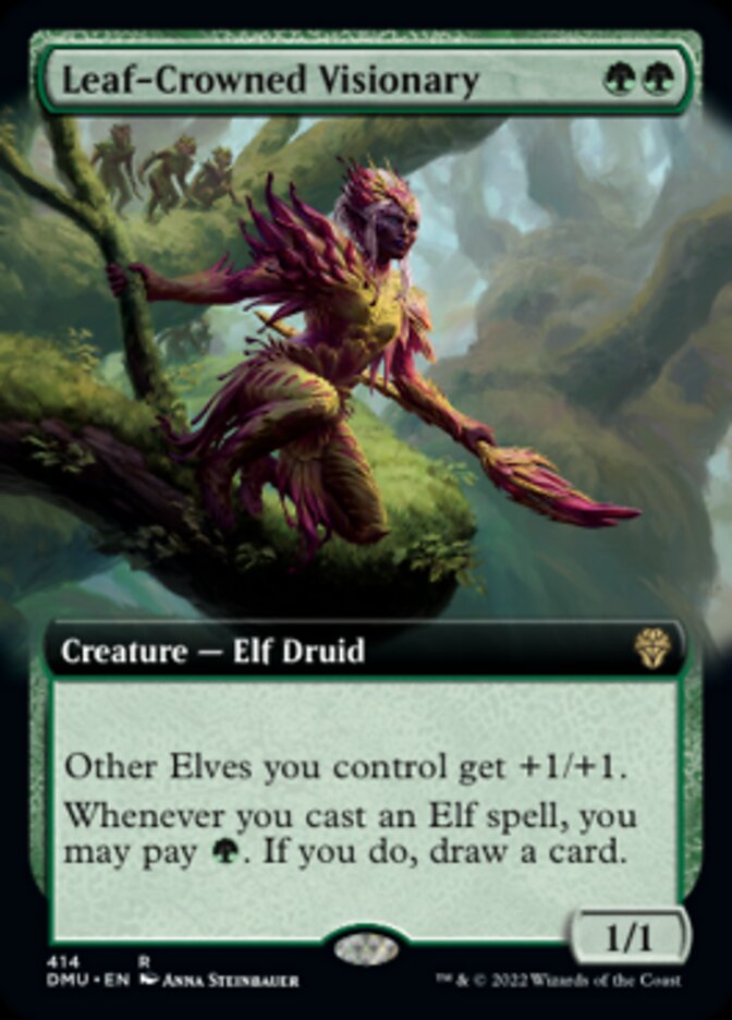 Leaf-Crowned Visionary (Extended Art) [Dominaria United] Magic: The Gathering