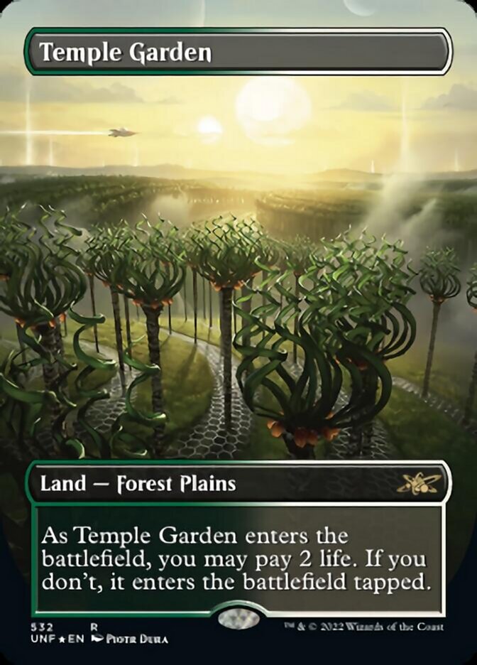 Temple Garden (Borderless) (Galaxy Foil) [Unfinity] Magic: The Gathering