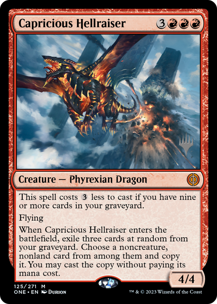 Capricious Hellraiser (Promo Pack) [Phyrexia: All Will Be One Promos] Magic: The Gathering