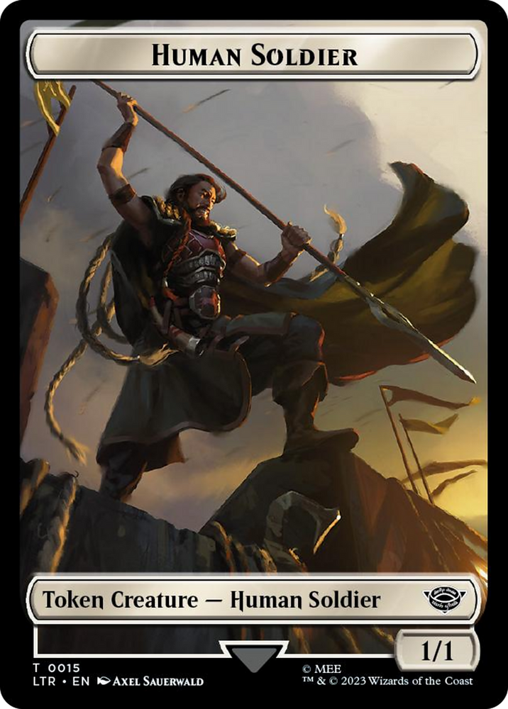 Human Soldier (0015) // Food (0022) Double-Sided Token (Surge Foil) [The Lord of the Rings: Tales of Middle-Earth Tokens] Magic: The Gathering