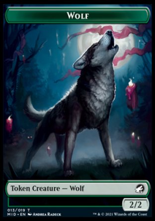 Wolf // Zombie (015) Double-Sided Token [Innistrad: Midnight Hunt Tokens] Magic: The Gathering