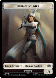 Human Soldier (0014) // Food (0023) Double-Sided Token (Surge Foil) [The Lord of the Rings: Tales of Middle-Earth Tokens] Magic: The Gathering