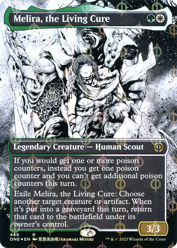 Melira, the Living Cure (Borderless Manga Step-and-Compleat Foil) [Phyrexia: All Will Be One] Magic: The Gathering