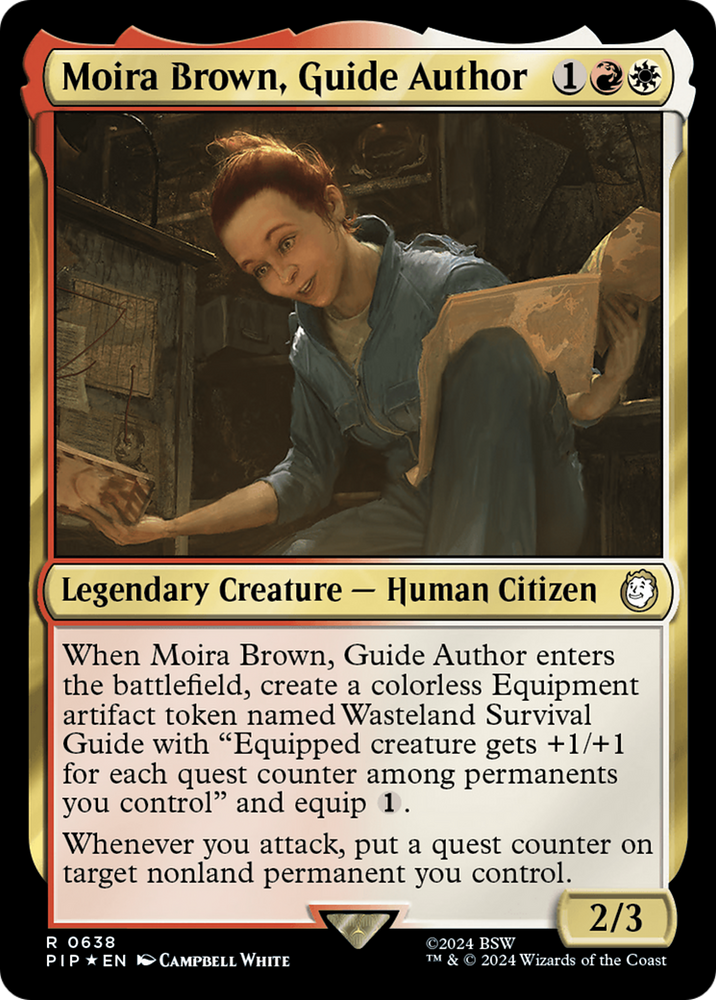 Moira Brown, Guide Author (Surge Foil) [Fallout] Magic: The Gathering