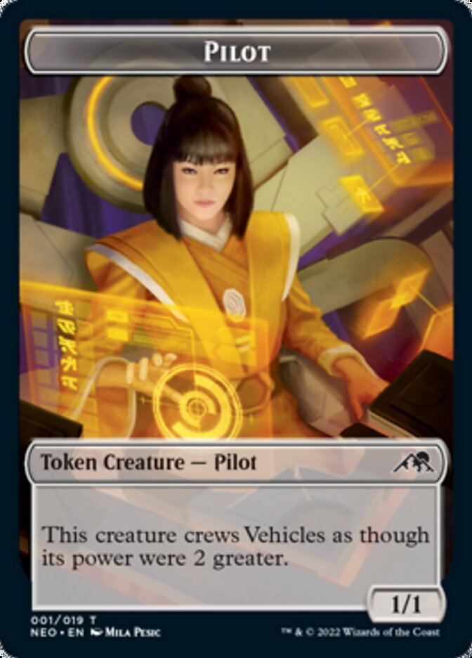 Spirit (002) // Pilot Double-Sided Token [Kamigawa: Neon Dynasty Tokens] Magic: The Gathering