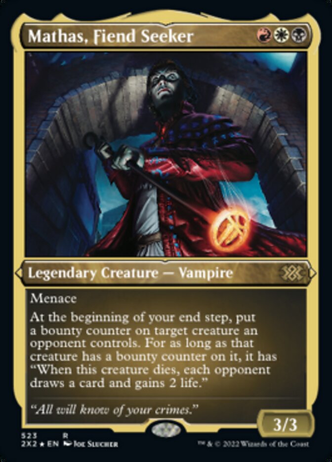 Mathas, Fiend Seeker (Foil Etched) [Double Masters 2022] Magic: The Gathering