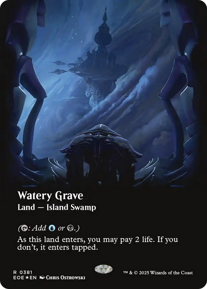 Watery Grave (Borderless) (Galaxy Foil) [Edge of Eternities] Magic: The Gathering