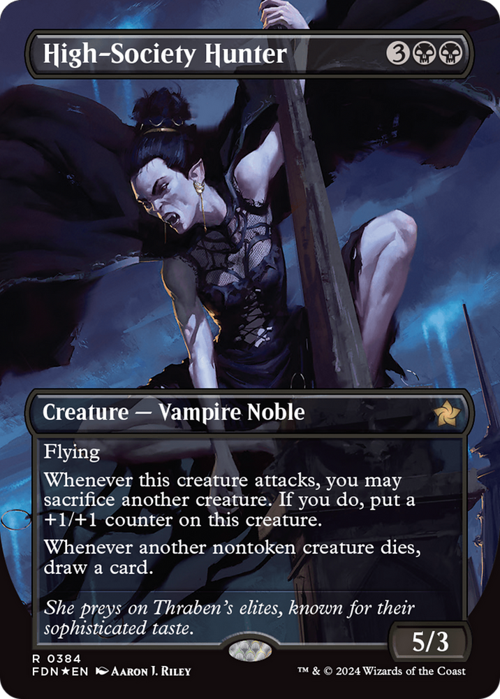 High-Society Hunter (Borderless) (Mana Foil) [Foundations] Magic: The Gathering