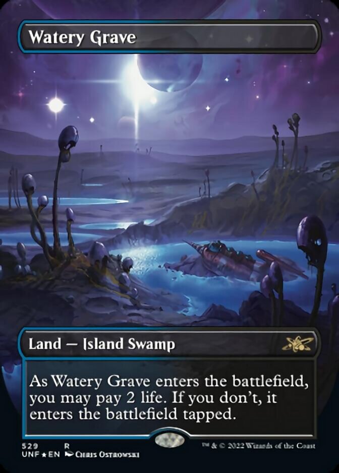 Watery Grave (Borderless) (Galaxy Foil) [Unfinity] Magic: The Gathering