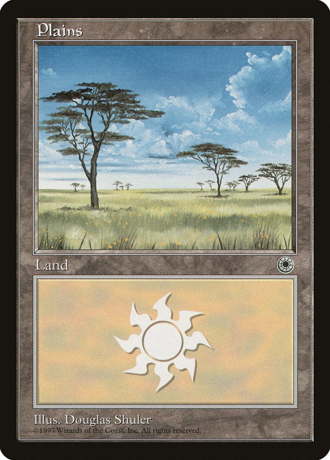 Plains (Yellow Flowers in Grass / No Clouds at Top Center) [Portal] Magic: The Gathering