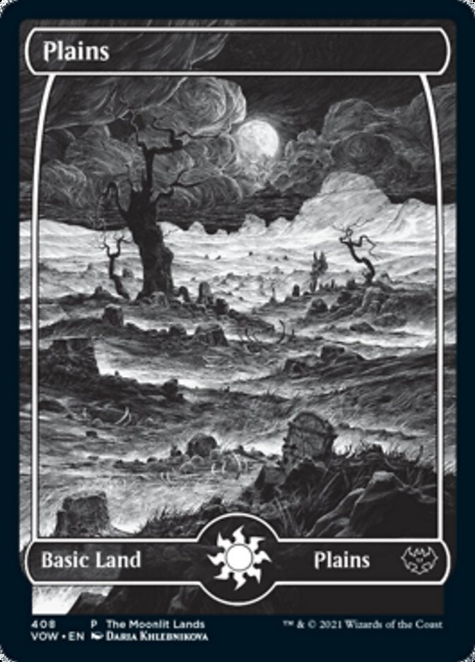 Plains (The Moonlit Lands) (Foil Etched) [Innistrad: Crimson Vow Promos] Magic: The Gathering