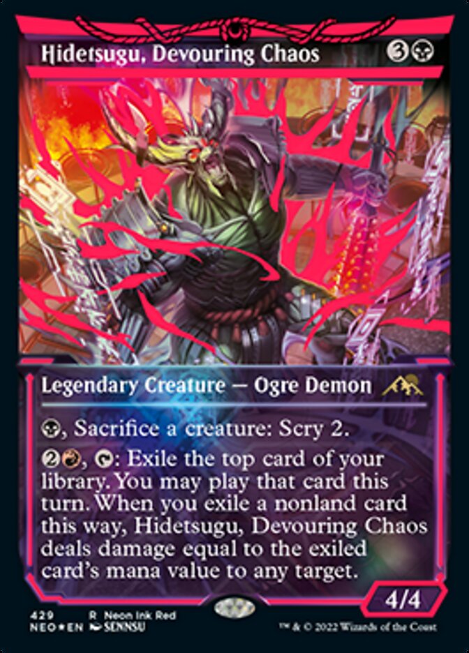 Hidetsugu, Devouring Chaos (Neon Ink Red) [Kamigawa: Neon Dynasty] Magic: The Gathering