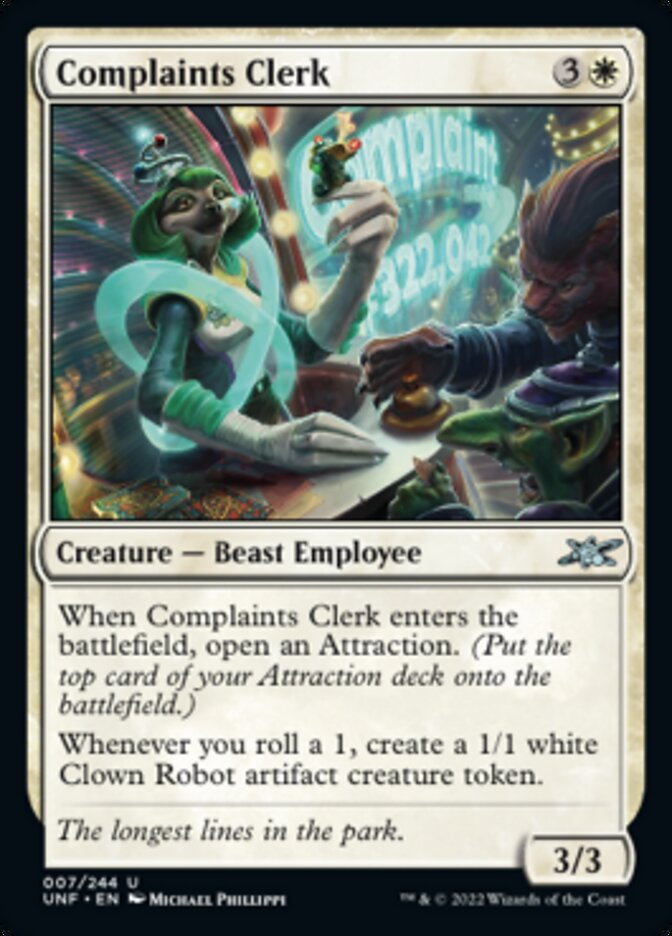 Complaints Clerk [Unfinity] Magic: The Gathering