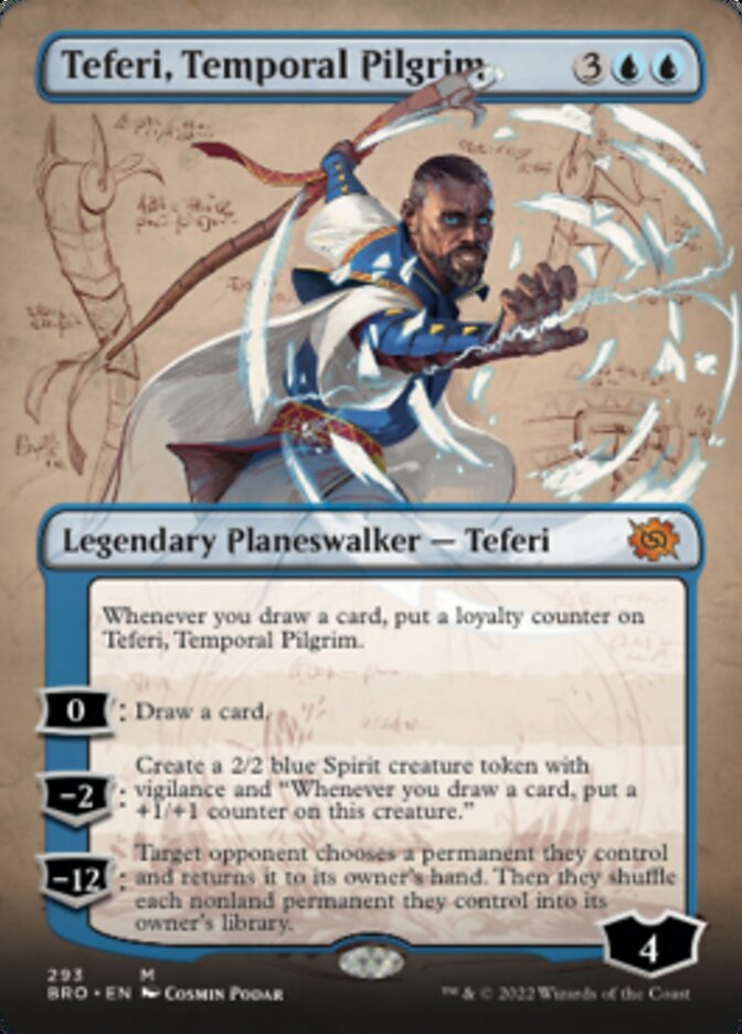 Teferi, Temporal Pilgrim (Borderless Alternate Art) [The Brothers' War] Magic: The Gathering