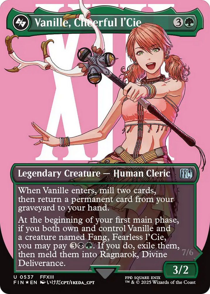 Vanille, Cheerful l'Cie // Ragnarok, Divine Deliverance (Borderless) (Surge Foil) [FINAL FANTASY] Magic: The Gathering
