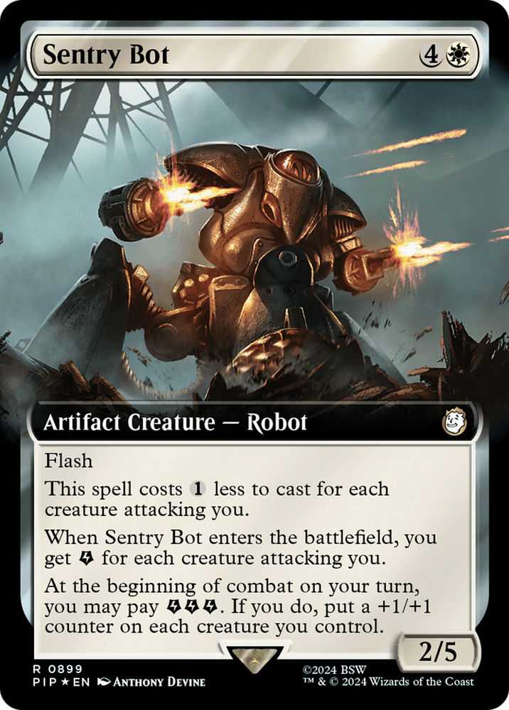 Sentry Bot (Extended Art) (Surge Foil) [Fallout] Magic: The Gathering