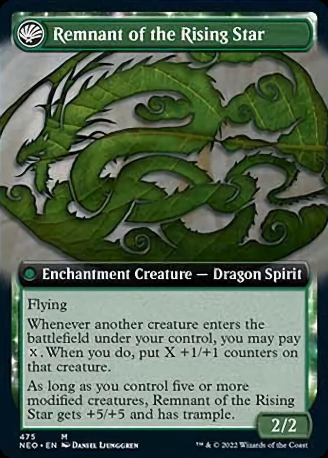 Jugan Defends the Temple // Remnant of the Rising Star (Extended Art) [Kamigawa: Neon Dynasty] Magic: The Gathering