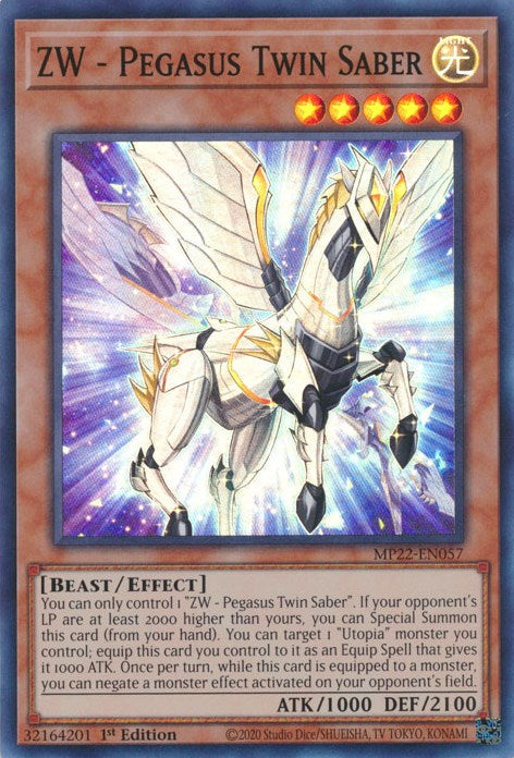 ZW - Pegasus Twin Saber [MP22-EN057] Super Rare - Yugioh Cards For Your TCG Needs!